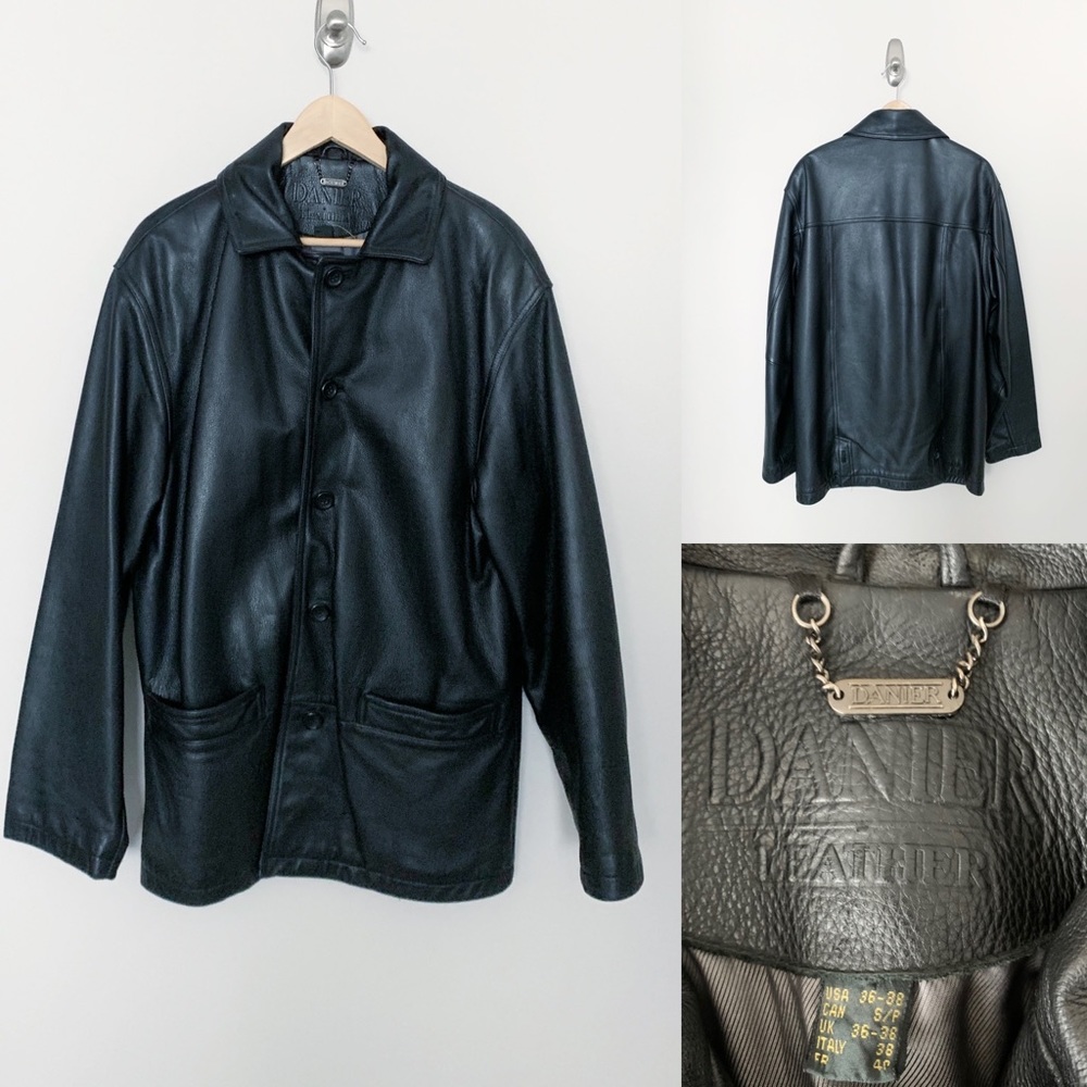 Danier Button Down Leather Jacket Mens - SM